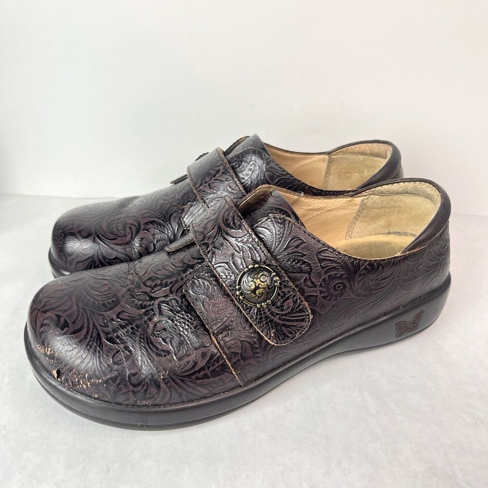Alegria JOL-422 Professional Clogs Womens 40 US 9 Brown Embossed Leather